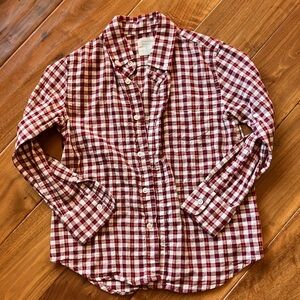JCrew Crewcuts Kids Plaid Button-Down Shirt - Burgundy and White